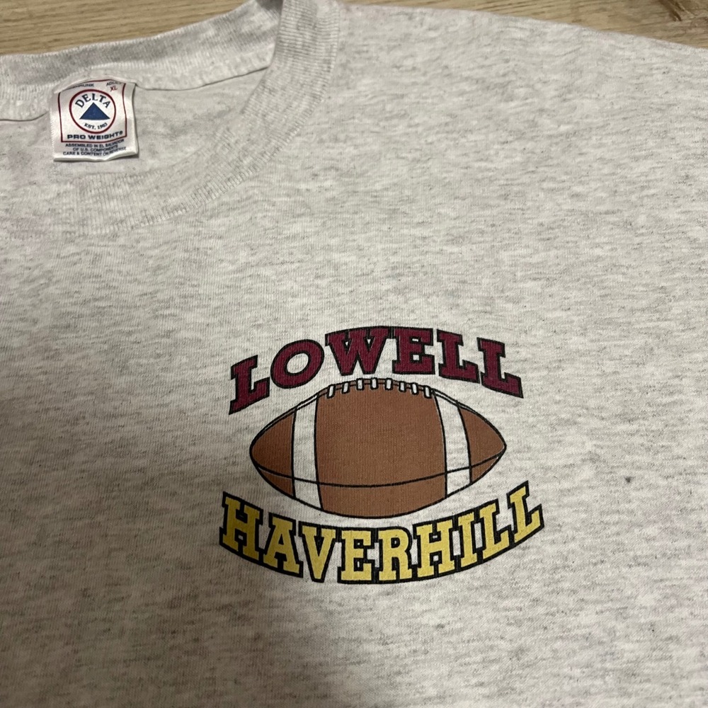 Lowell Haverhill Mass Turkey Day Football 2002 Mens Long Sleeve Shirt Gray XL - Picture 2 of 8